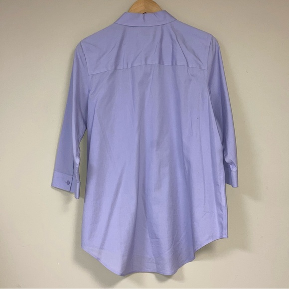 CHICO'S Shirt Women's Large Purple Button Up No Iron TopLightweight 3/4 Sleeves - Picture 3 of 8
